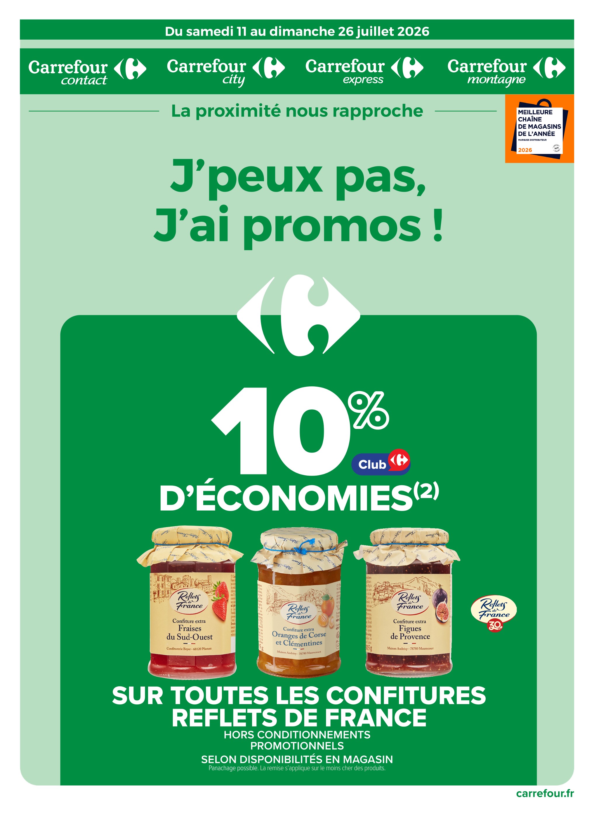 Prospectus Carrefour Proximité de la semaine "J'peux pas, J'ai promos !" avec 1 pages, valide du 11/07/2026 au 26/07/2026 pour Octeville-sur-Mer et alentours
